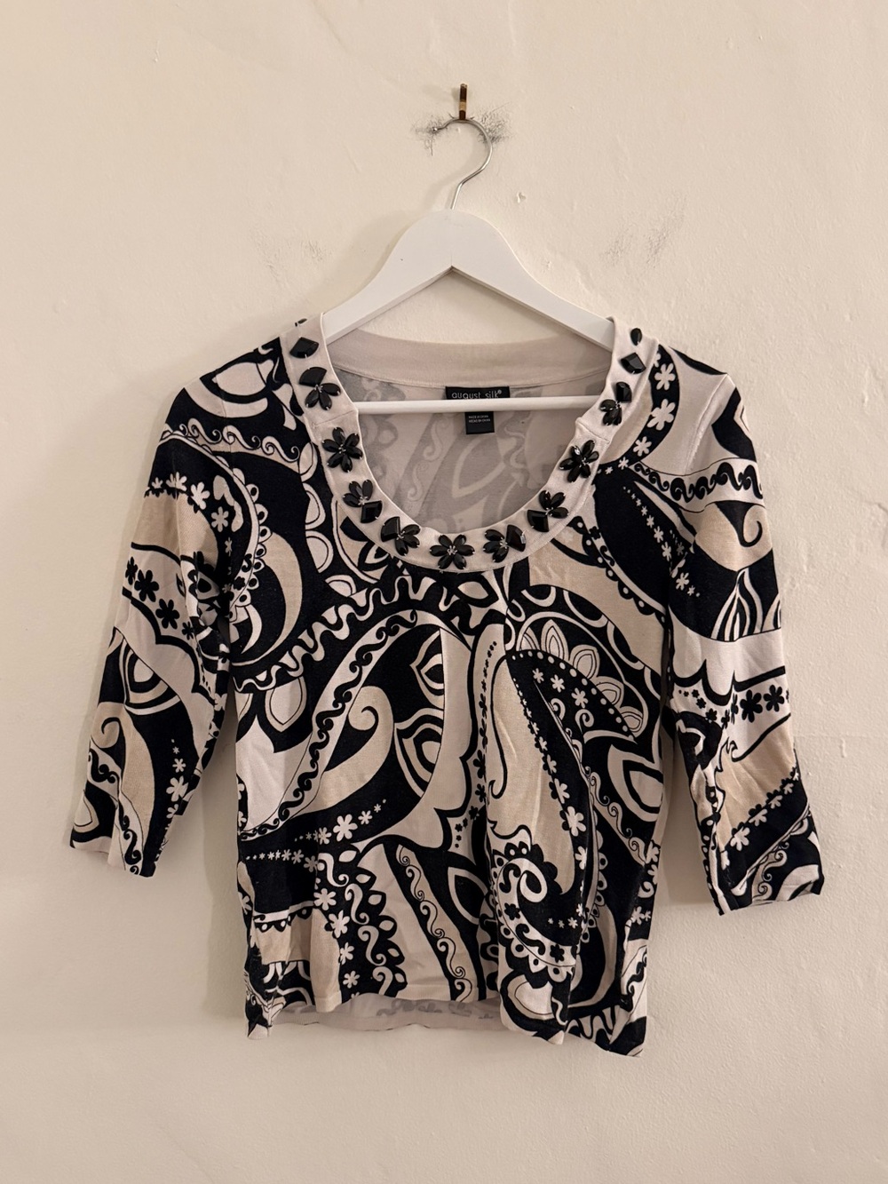 august silk Black & Cream Paisley Scoop Neck Top
